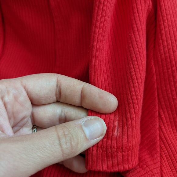 Skin Worldwide Red Ribbed Midi Dress Womens Pima Cotton Modal Fitted Bodycon 2 - Picture 6 of 10